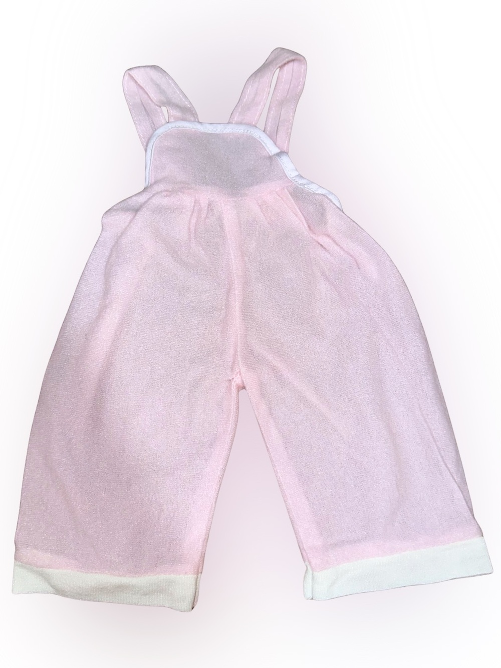 Vintage Baby Doll Pink Jumpsuit Overalls White Trim